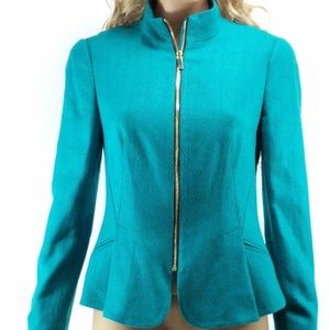 Carlisle Size 2 Blue Zipper Blazer Long Sleeve